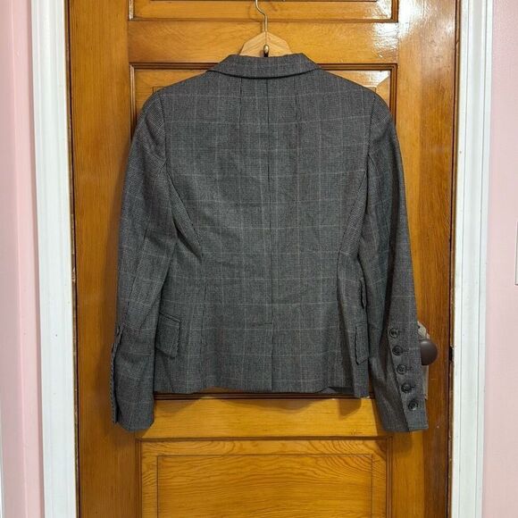 AKRIS Wool Cashmere Grey Plaid 2 Button Blazer Women’s 4 - Picture 5 of 8